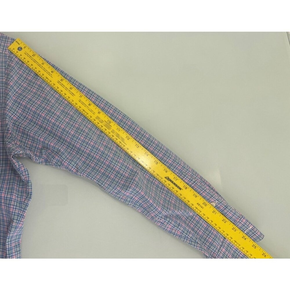 Polo Ralph Lauren Men Shirt Large L Madras Button UP Long Sleeve Blue Pink - Picture 8 of 8